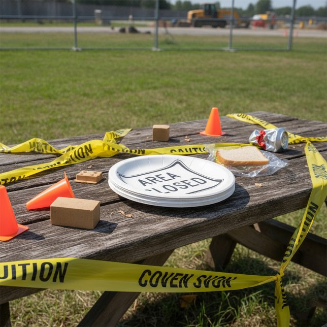 Assiettes En Carton Zone fermée Signal Avertissement Zone restreinte (Créateur téléchargé)