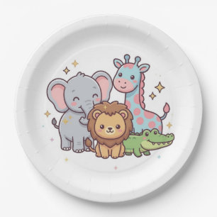 Assiettes En Carton Zoo Mignon Animal Kawaii Enfants Sauvage Safari Am