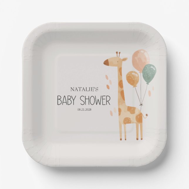 Assiettes En Carton Zoo Safari Nursery Animaux Baby shower (Recto)