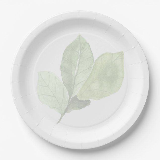 Assiettes en feuille de aquarelle verte (Devant)