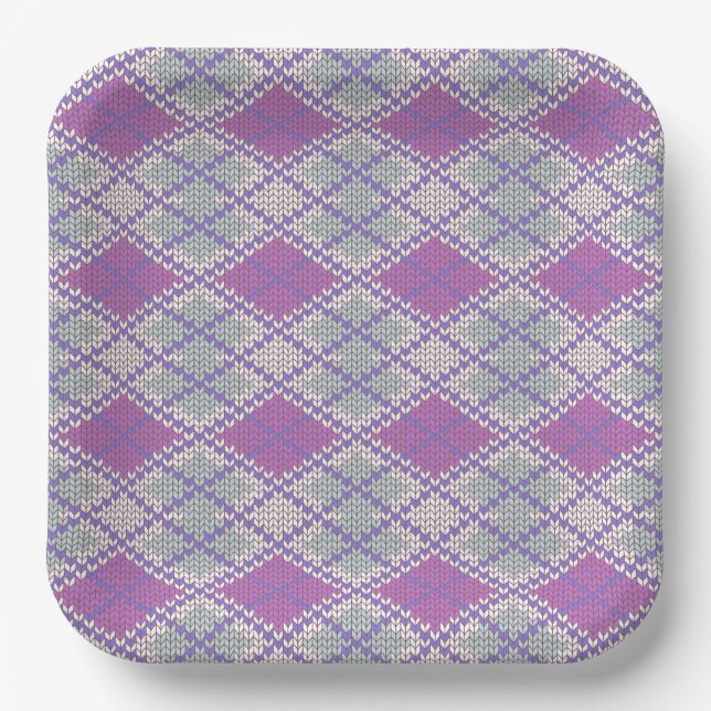 ASSIETTES EN PAPIER 9" CARRÉES EN MAILLE ARGYLE LI (Recto)