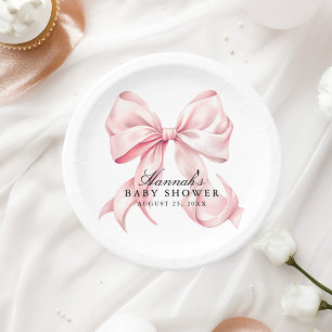 Assiettes en Papier à Arc Coquette Baby Shower Ros