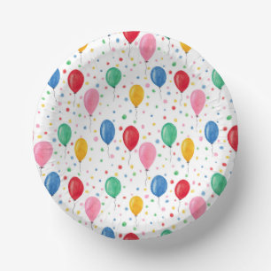 Assiettes en papier à ballon en aquarelle Bright