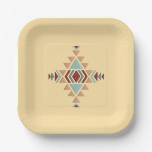 Assiettes en papier à broderie géométrique marocai