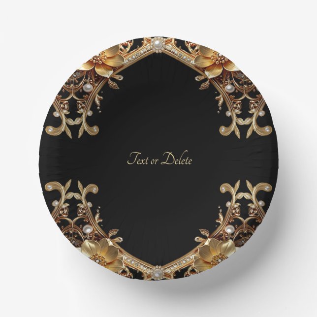 Assiettes en papier à cadre doré élégant (Recto)