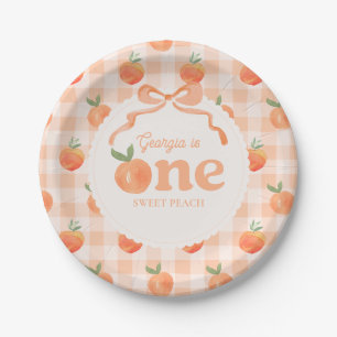 Assiettes en papier à carreaux pêche modifiables