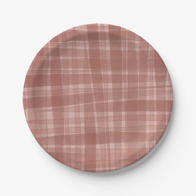 Assiettes en papier à carreaux rustiques | Fête d' (Devant)