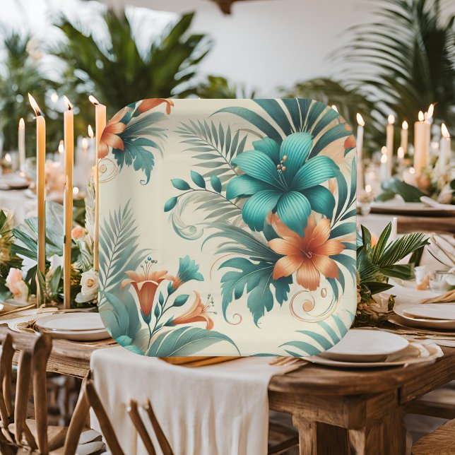 Assiettes en papier à iridescence tropicale (Créateur téléchargé)