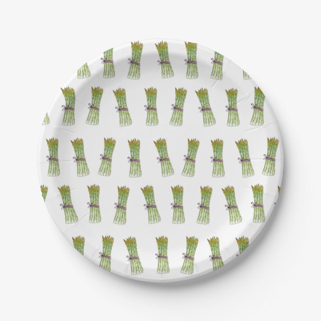 Assiettes en papier à motif asperges (Devant)