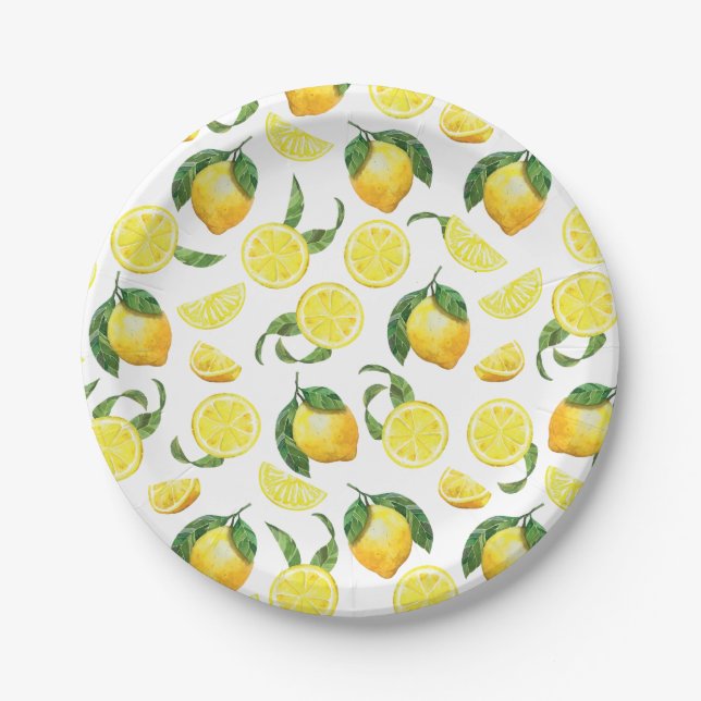 Assiettes en papier à motif de citron mignon (Devant)