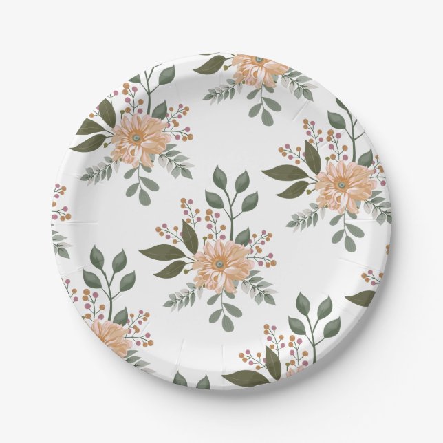 Assiettes en papier à motif floral (Devant)