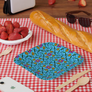 Assiettes en papier à motif floral abstrait