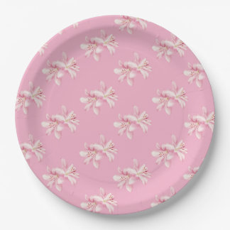 Assiettes en papier à motif floral rose pâle