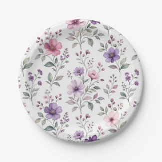Assiettes en papier à motif floral vintage chic aq