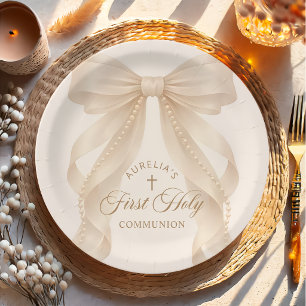 Assiettes en papier à nœud papillon perles pour pr