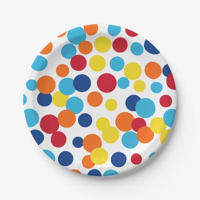 Assiettes en papier à pois pour anniversaire (Devant)