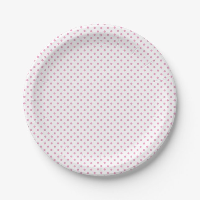 Assiettes en papier à pois roses (Devant)