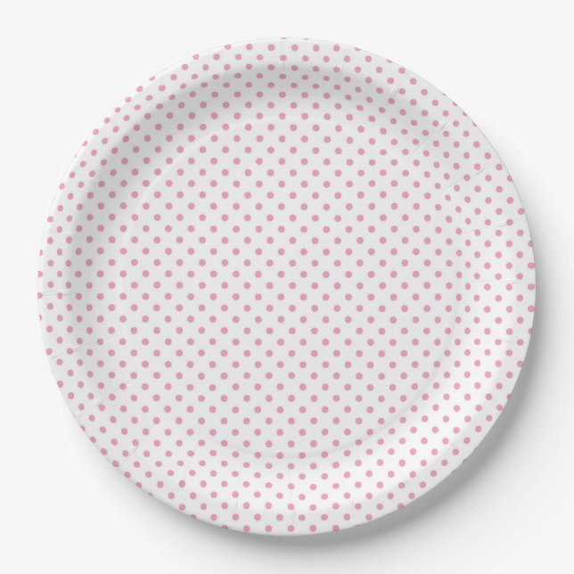 Assiettes en papier à pois roses (Devant)