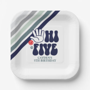Assiettes en papier à rayures Rétro HI FIVE