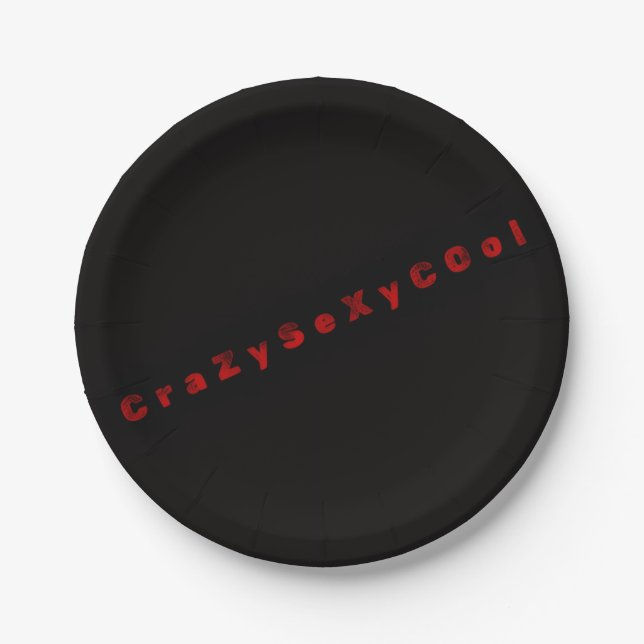 Assiettes en papier à thème CrazySexyCool noir (Devant)