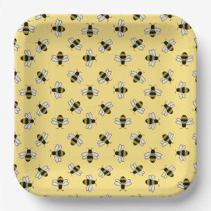 Assiettes en papier abeille, fête de l'abeille à m