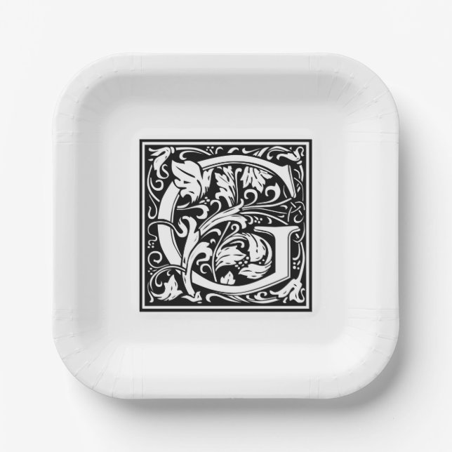 Assiettes en papier alphabet "G" de William Morris (Recto)