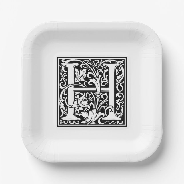 Assiettes en papier alphabet «H» de William Morris (Recto)