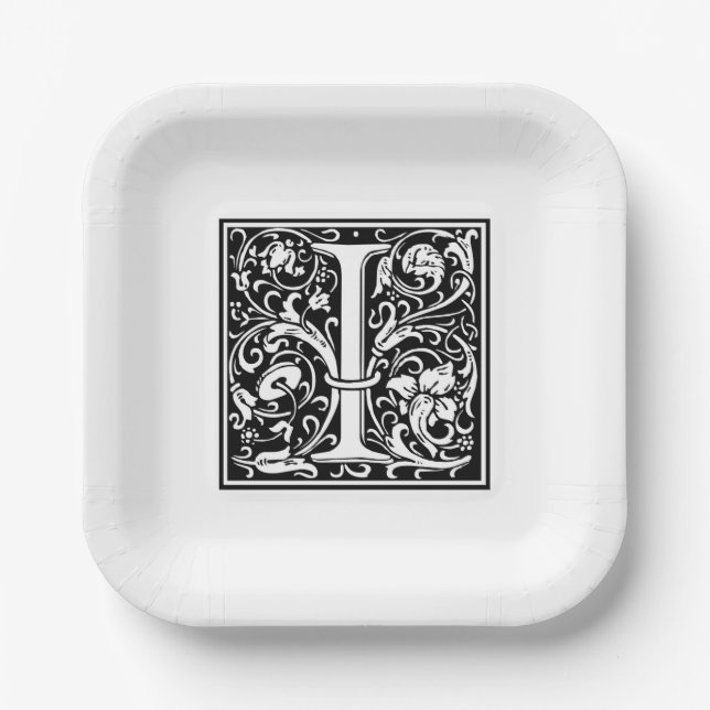 Assiettes en papier alphabet “I” William Morris (Recto)