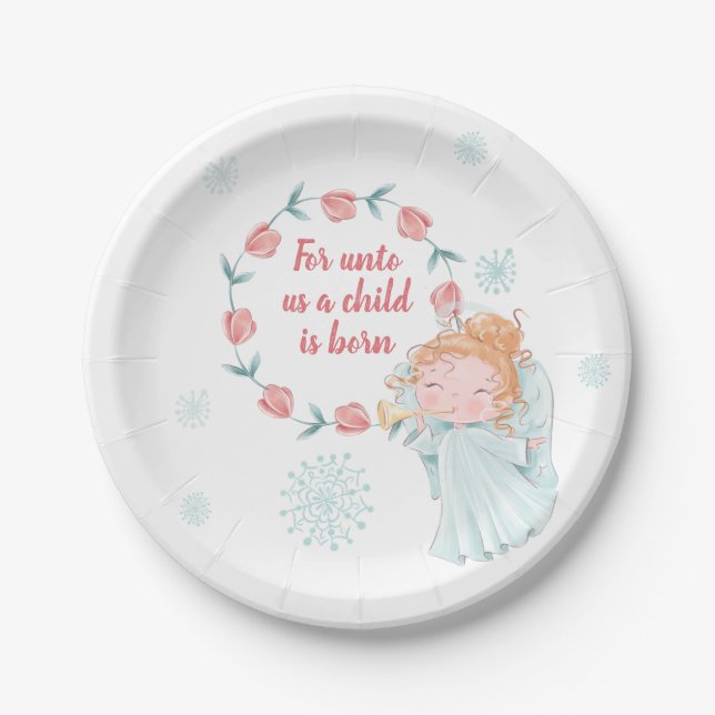 Assiettes en papier ange de Noël mignon (Devant)