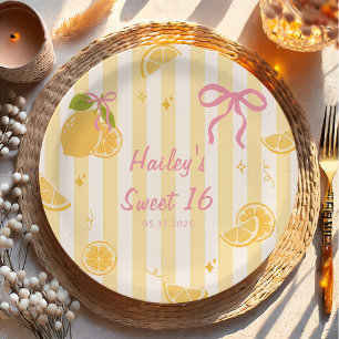 Assiettes en papier anniversaire citron frais jaun