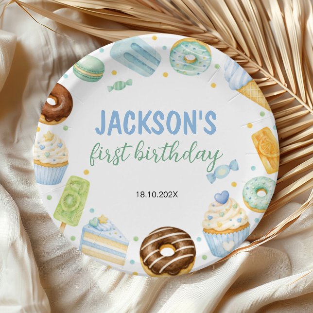 Assiettes en Papier Anniversaire Donut Pastel Swee (Créateur téléchargé)