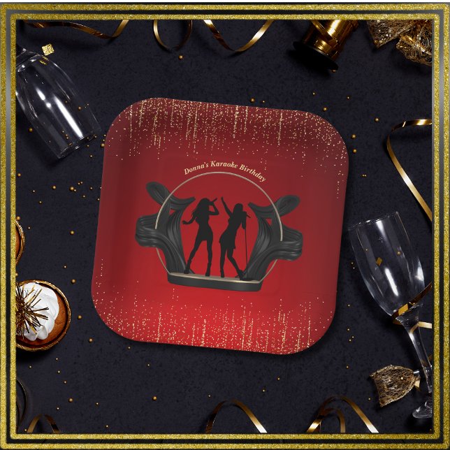 Assiettes en Papier Anniversaire Karaoke Modern Mu (Modern Music Party Karaoke Birthday Plates)