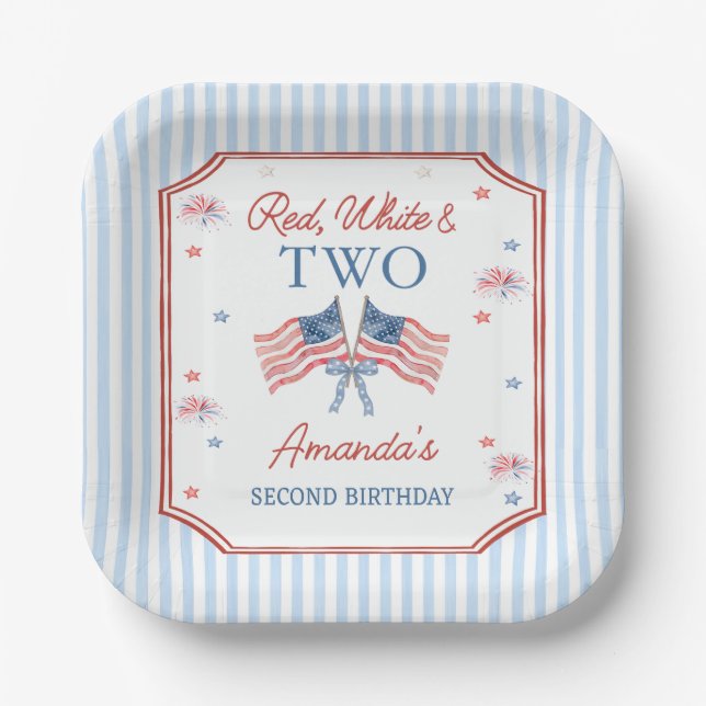 Assiettes en papier anniversaire Rouge Blanc & Deu (Recto)