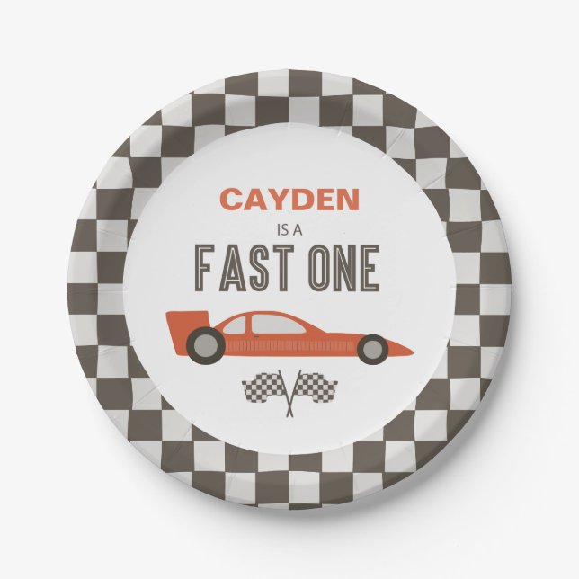 Assiettes en Papier Anniversaire Voiture de Course (Devant)