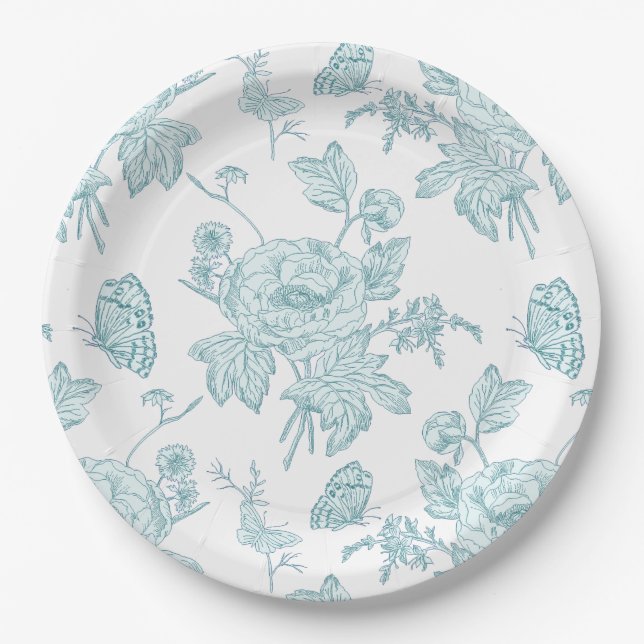 Assiettes en papier aqua à impression par bloc (Devant)