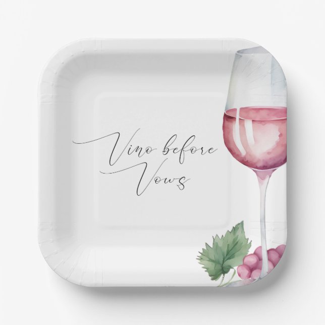 Assiettes en papier aquarelle Vino avant les Voeux (Recto)