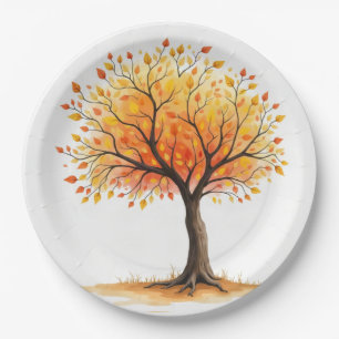 Assiettes en papier arbre d'automne magnifique