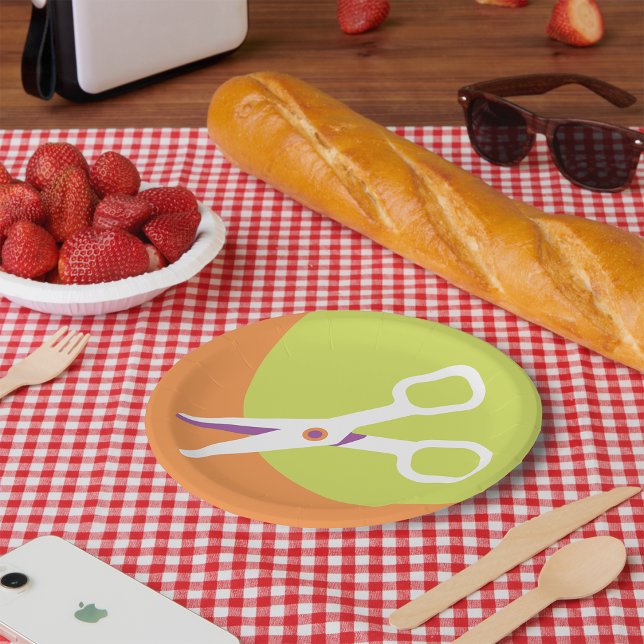 Assiettes en papier avec icône de ciseaux (Créateur téléchargé)