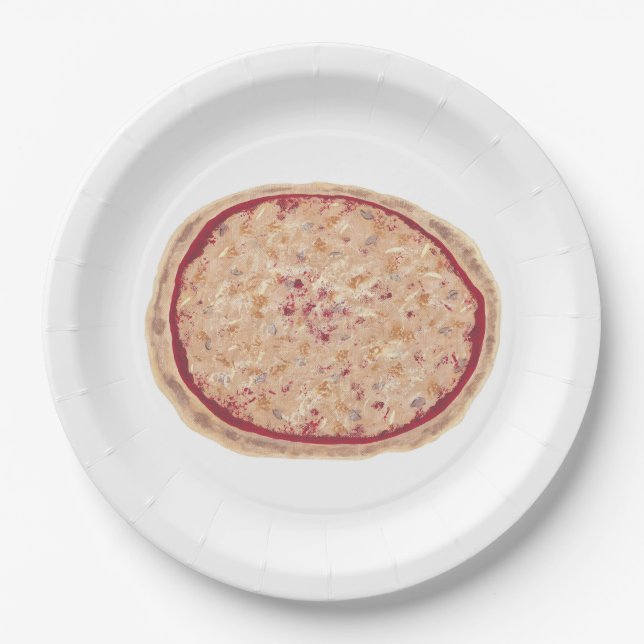 Assiettes en papier avec peinture à thème de pizza (Devant)