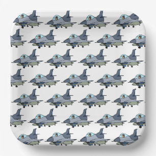 Assiettes en papier avion de chasse, pilote de l'a