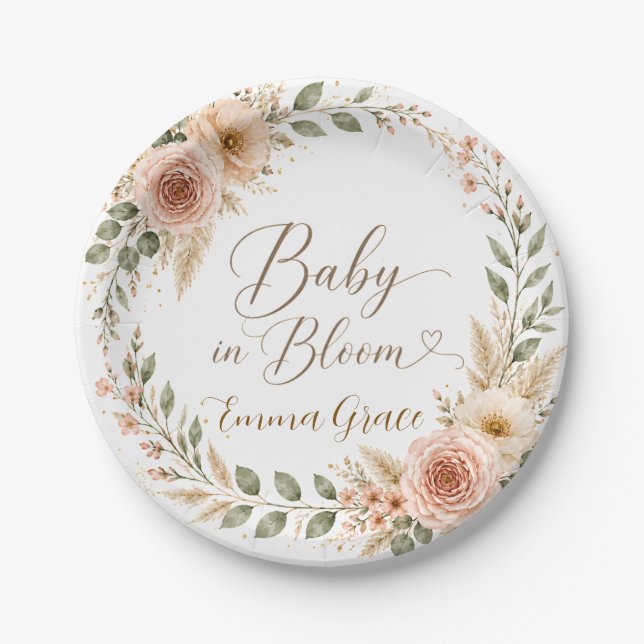 Assiettes en papier Baby in Bloom (Devant)
