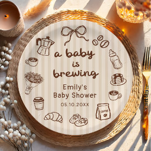 Assiettes en papier Baby Shower Baby prépare du ca