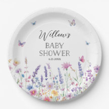 Assiettes en papier Baby Shower Jardin de Papillon