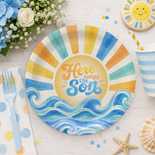 Assiettes en Papier Baby Shower Voici le Fils Sole