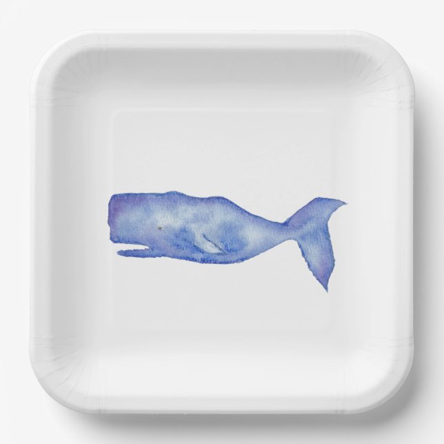 Assiettes en papier baleine aquarelle (Recto)