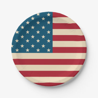 Assiettes en papier BBQ drapeau américain patrioti