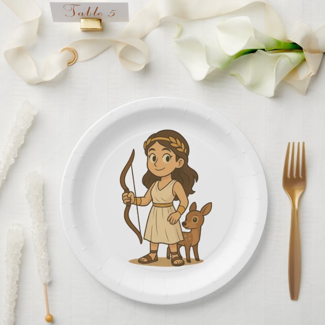 Assiettes en papier bébé Artémis dessin animé mign (Mariage)