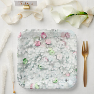 Assiettes en papier blanches Slime Pailletées