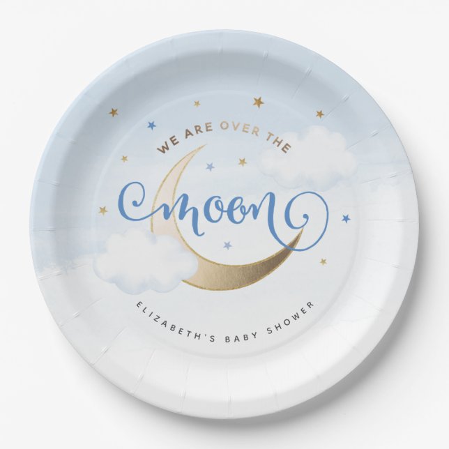 Assiettes en papier Bleu au-dessus de la Lune (Devant)