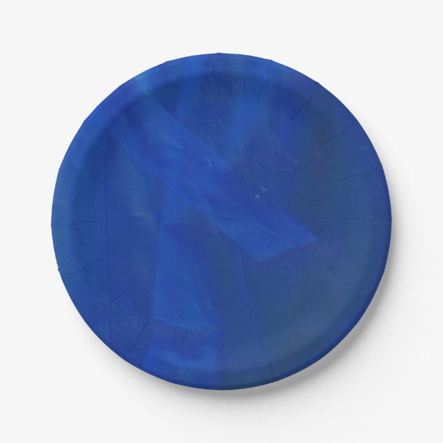 Assiettes en papier bleues  (Devant)